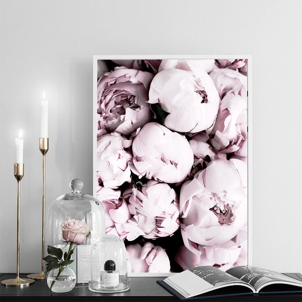 

Blush Pink Peony Nordic Wall Art Canvas Poster and Print Flowers Canvas Painting Picture for Living Room scandinavian Home Decor