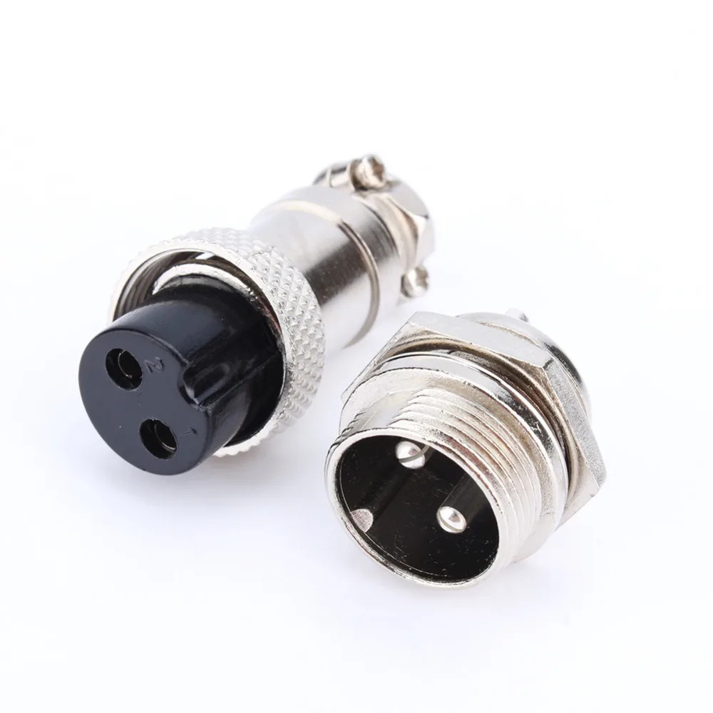 M16 16mm 2 Pin Screw Type Electrical Aviation Plug Socket Connectorin