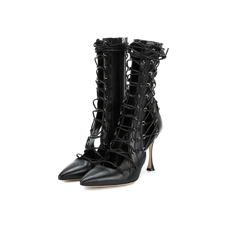 Negro De vino T Tacones Dipsloot verano Corte Pictures Tobillo Damas Correa 2019 Mujeres Sexy as Tinto etapa Encaje Zapatos Toe Señaló Stiletto Sandalias Vestido Botas wqqRtfg
