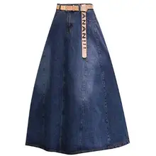 Весенняя модная женская джинсовая юбка А-силуэта, Облегающая джинсовая юбка с высокой талией размера плюс 3XL