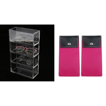 

3 Pcs, Acrylic Drawer Organizers, Sunglasses Small Objects Racks Holders, Glasses Display Stands 4Layers, Pouches Bags