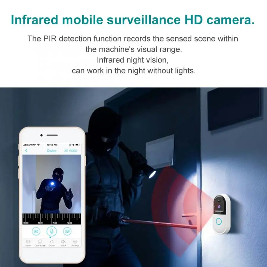 

WiFi Smart Remote Intercom Video Doorbell Infrared Home Security System