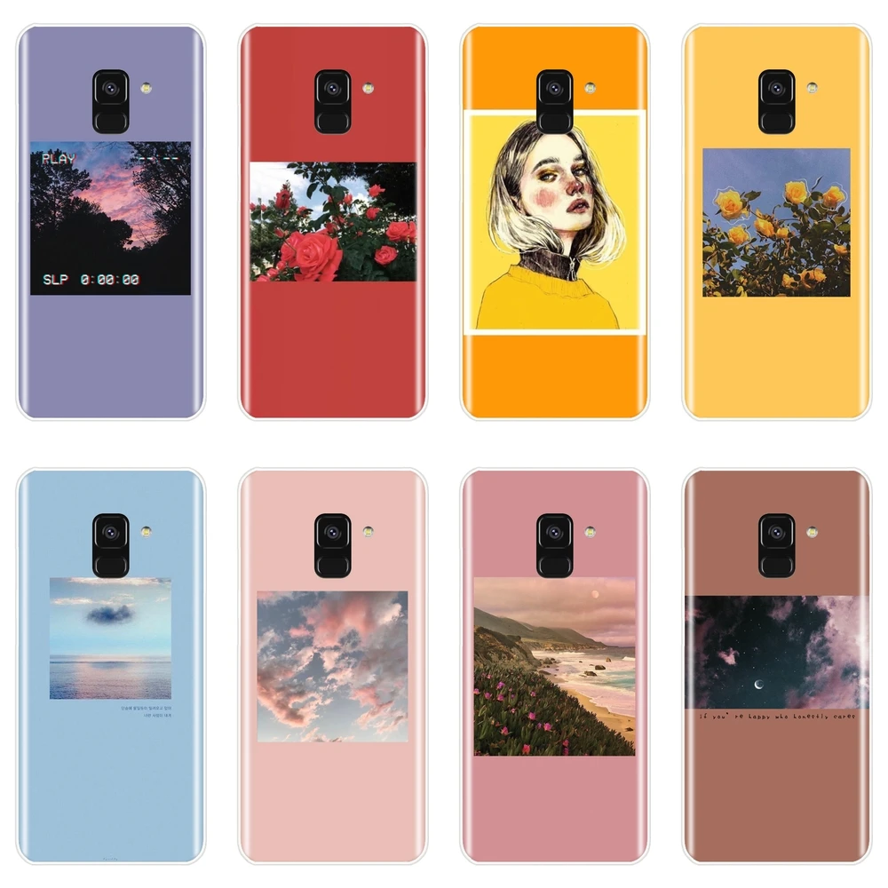Силиконовый чехол для Samsung Galaxy A5 A7 2018 A6 A8 Plus мягкая задняя крышка с желтым цветком
