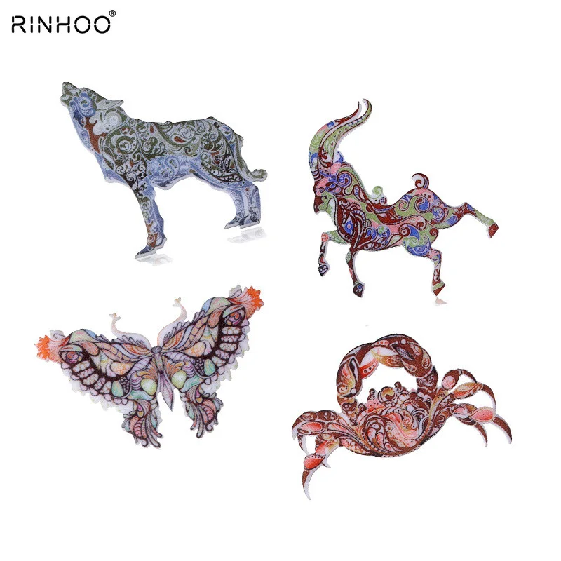 

Acrylic Printing Brooch Crab Butterfly Antelope Wolf Brooches Cute Brooch Animal Jewelry For Women Best Special Gift