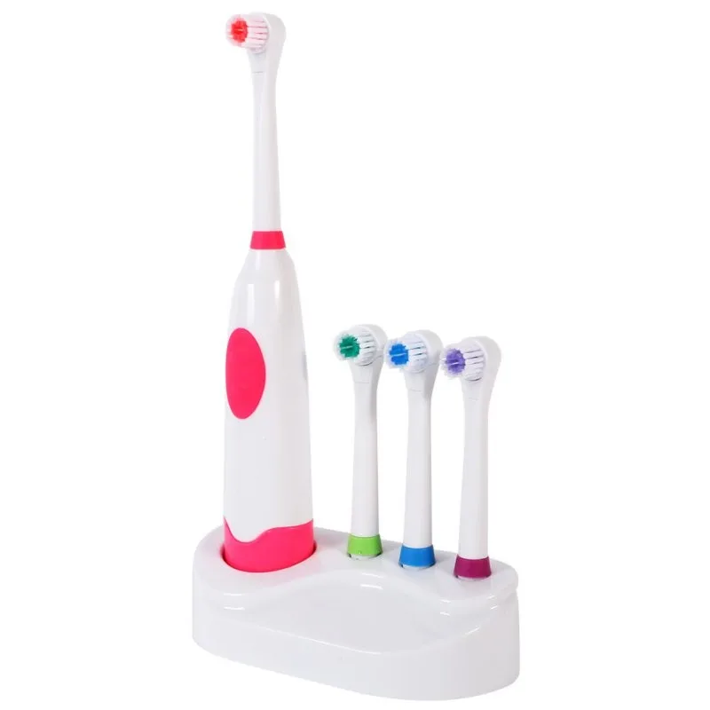 4 цвета, водонепроницаемая мягкая электрическая зубная щетка с эластичным соплом, сменные насадки для чистки зубов, гигиена полости рта - Цвет: pink