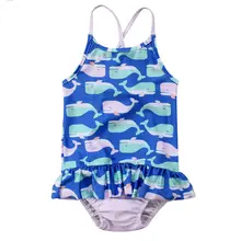 SIRENXI/детское бикини для маленьких девочек; детский купальник без рукавов с оборками; купальный костюм с Китом