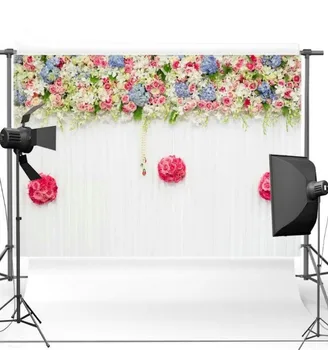

3D Colour Flower Leaves Wall photo backdrop Vinyl cloth High quality Computer Print wedding Background