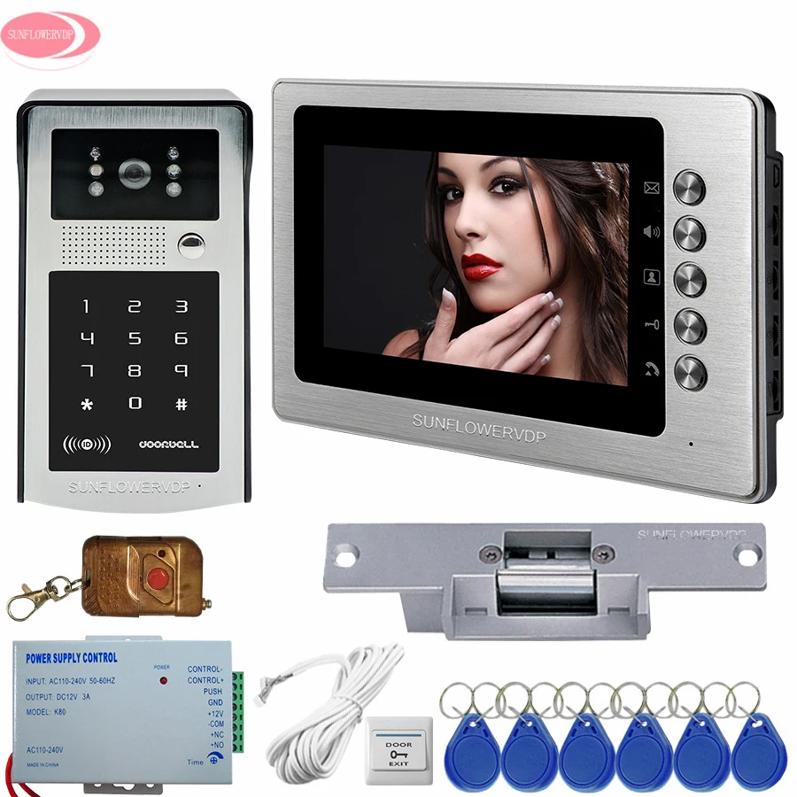Wired Intercom For Private House With RFID Keypad Password Doorbell Video Intercom Videophone With Electric Lock +Remote Control Wired Intercom For Private House With RFID Keypad Password Doorbell Video Intercom Videophone With Electric Lock +Remote Control