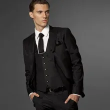 Индивидуальный заказ с боковыми разрезами две кнопки черный смокинг для жениха Нотч Best Man жениха Мужские Нарядные Костюмы для свадьбы(куртка+ брюки