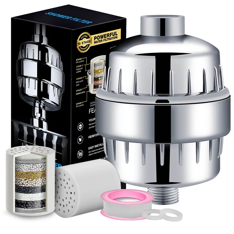 

Bathroom Shower Filter Kit Water Filtration with Replaceable Cartridge