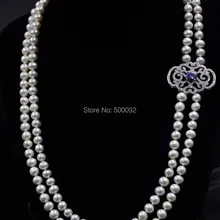 65-70 см 2 жилы белый культивированный жемчужное ожерелье