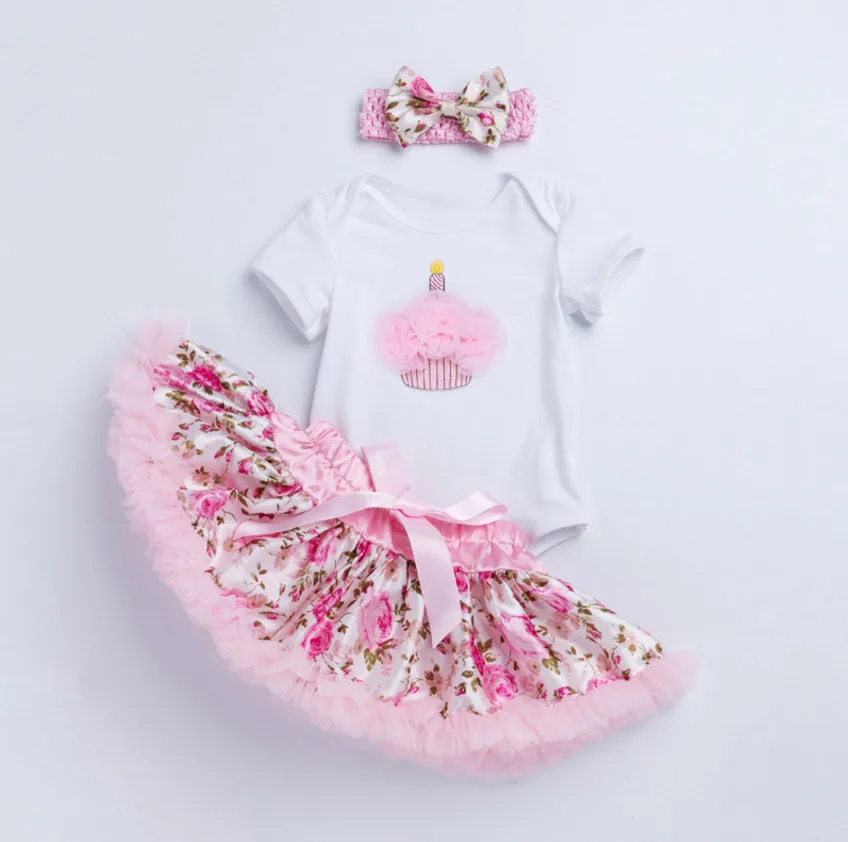 Birthday Romper Tutu Skirt Cake Smash Clothes 2pcs Outfits for Toddler Baby Girl