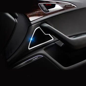 

2x Stainless Front Door Speaker Decorator Frame Cover trim For Audi A6 C7 12-17