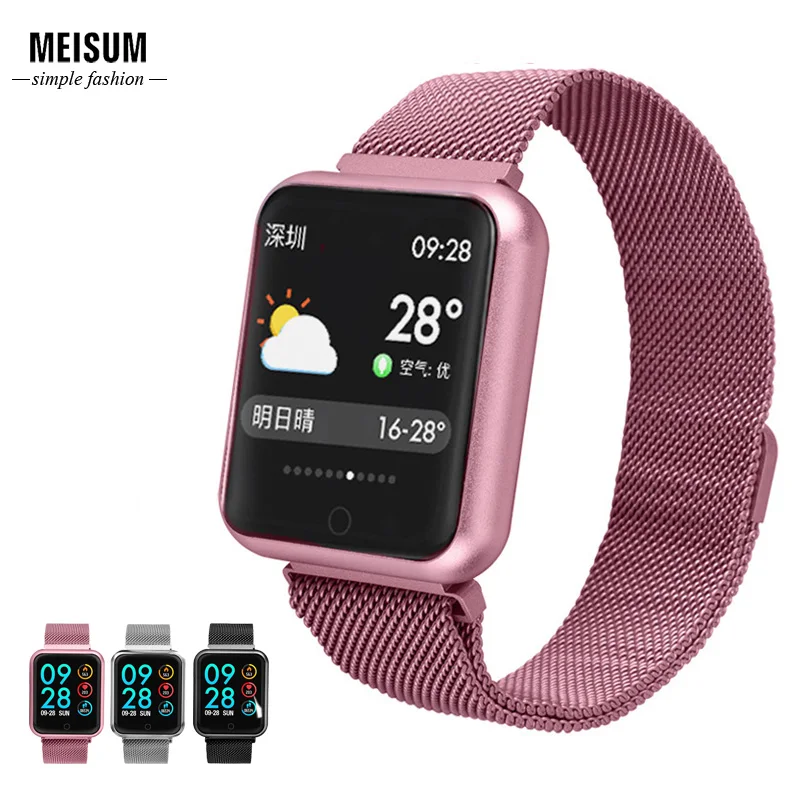 MEISUM 2019 модные спортивные Смарт часы P68 Фитнес браслет крови Давление монитор