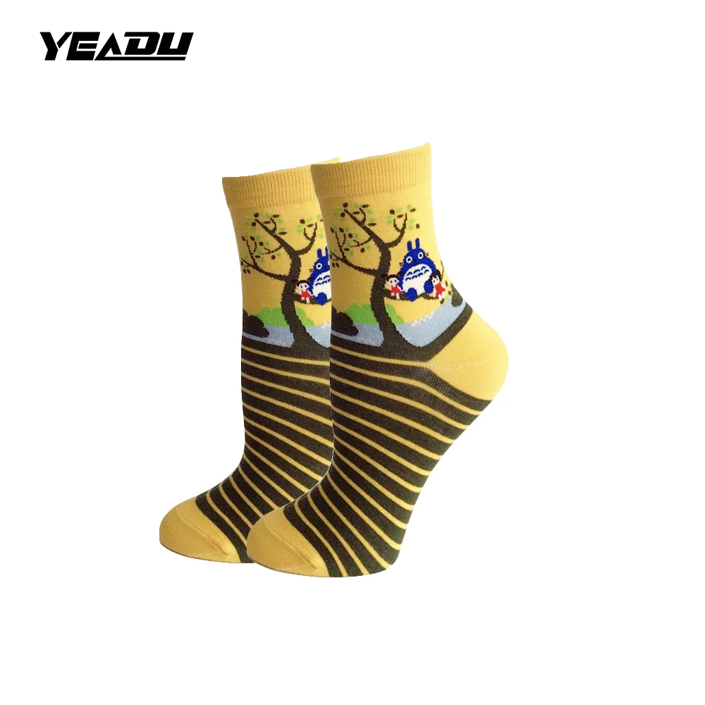 Cartoon My Neighbor Totoro Spirited Away Funny Women's Socks Novelty Harajuku Kawaii Socks for Women(4 Pairs / Lot )