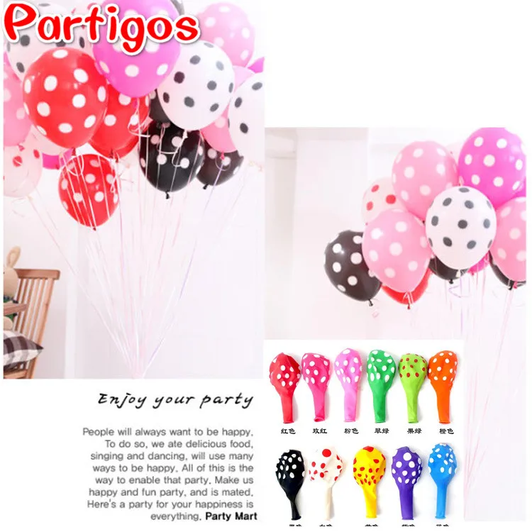 

10pcs 2.8g Polka Dot Latex Balloon Wedding Birthday Party 12inch Pink White Dot Air Helium Balaos Decoration Event Party Supplie