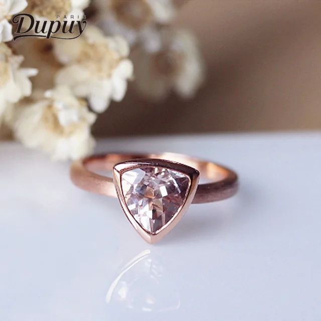 Dupuy Clic Wedding Ring 14k Rose Gold 8mm 1 5ct Trillion Cutting Dupuy Clic Wedding Ring 14k Rose Gold 8mm 1 5ct Trillion Cutting Morganite Triangle Engagement