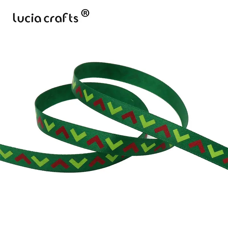 Lucia crafts 5 ярдов/12 ярдов 10 мм печатные рождественские корсажные/атласные ленты DIY рождественские вечерние упаковочные материалы T0502 - Цвет: Style 25    5yards