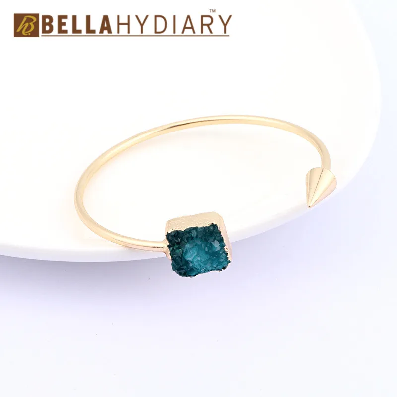 Bijoux Boho Золото Цвет Винтаж Jewelry Смола Druzy асимметрия руки манжеты Регулируемый браслет Femme для женские браслеты Bileklik Bts