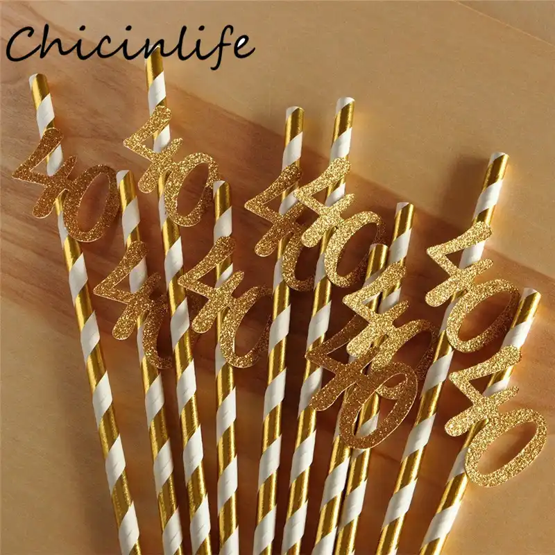 Chicinlife 10 шт. Бумага соломенная шляпа с номер 30 40 50 60 пить соломы, платья для дня рождения, для свадьбы, годовщины, дня рождения вечерние украшен...