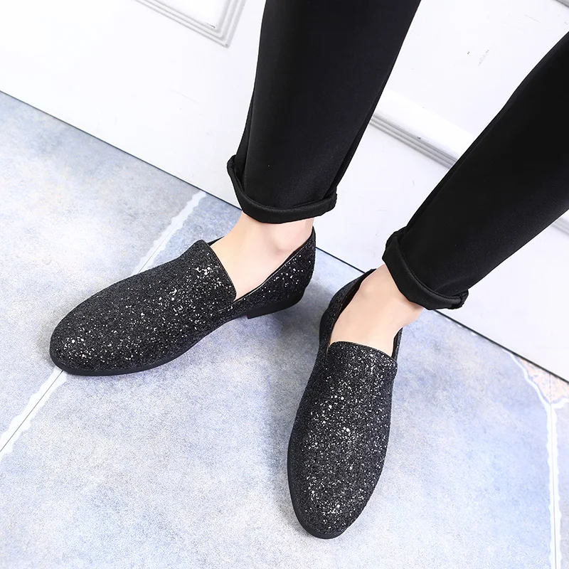 designer shoes men silver gold spiked loafers male rhinestone luxury brand dressing moccasins studded cool flats shoes for men (45)