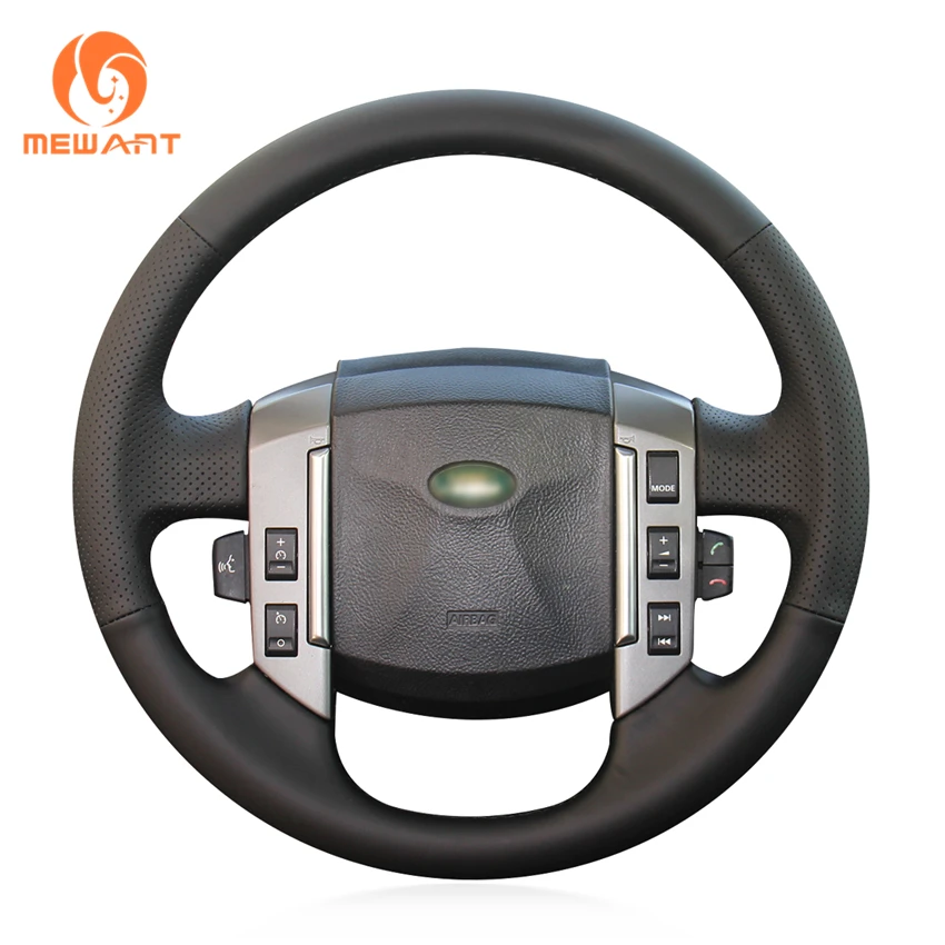 

MEWANT Black Genuine Leather Car Steering Wheel Cover for Land Rover Discovery 3 2004-2009