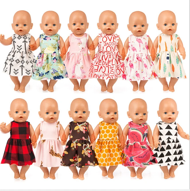 Новое платье, Одежда для куклы 17 дюймов 43 см, Одежда для куклы, аксессуары для новорожденных, подарок на день рождения