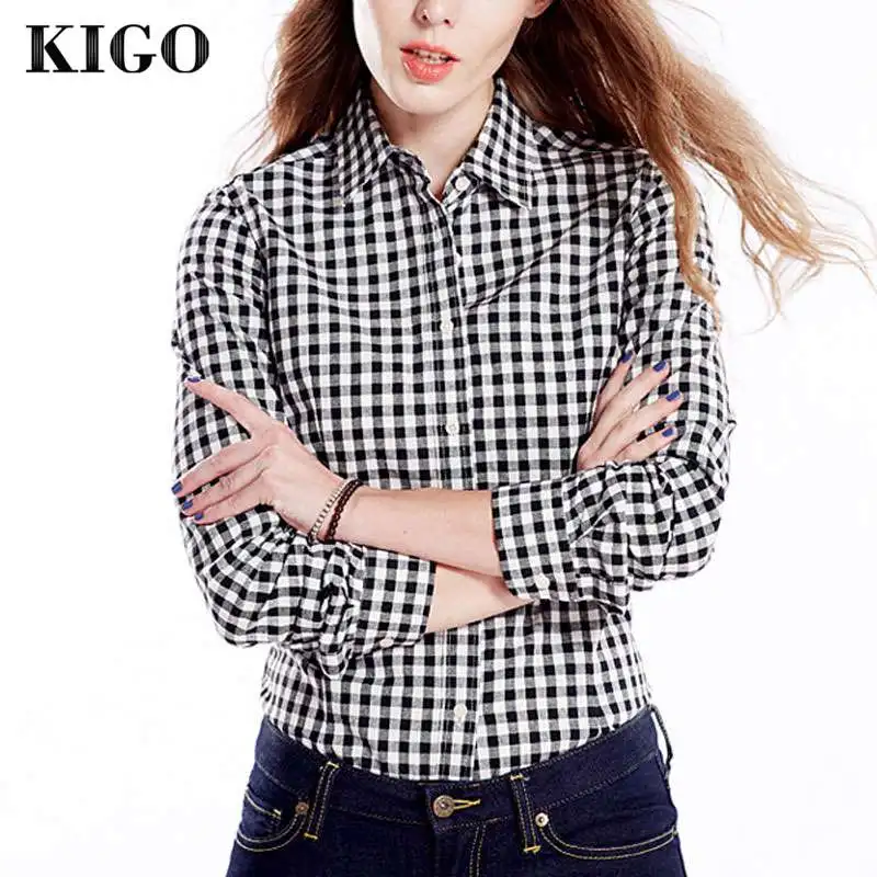 camisa cuadros blanco y negro mujer