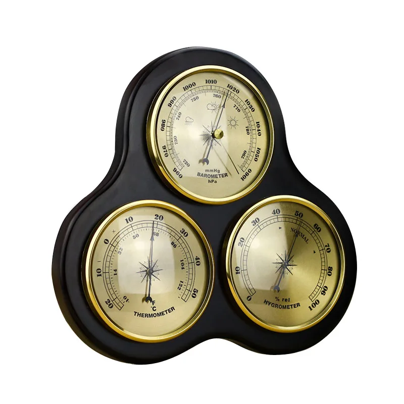 PROD 32844626548 3Pcs/Set Triangle Hygrometer Manometer Thermometer
Barometer With Wooden Frame Base Ornaments/Wooden Weather Station
Instrument