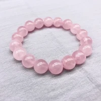 Wholesale Pink Rose Powder crystal Quartz Natural Stone Streche Bracelet Elastic Cord Pulserase Jewelry Beads Lovers woman Gift 3