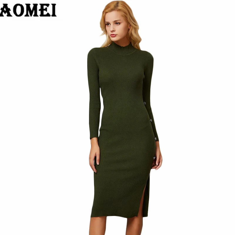 Футляр Разделение Bodycon вязаный свитер Топы пуловеры Тонкий элегантный осень
