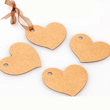 100 шт.! DIY в форме сердца пользовательские крафт-бирки коричневая бумага для одежды наклейки для выпечки ручной работы свадебные сувениры печенье в подарок карта