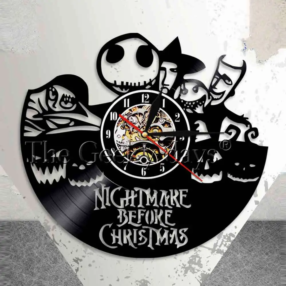 Кошмар перед рождественские настенные часы Tim Burton Skellington Jack Love Sally виниловые для