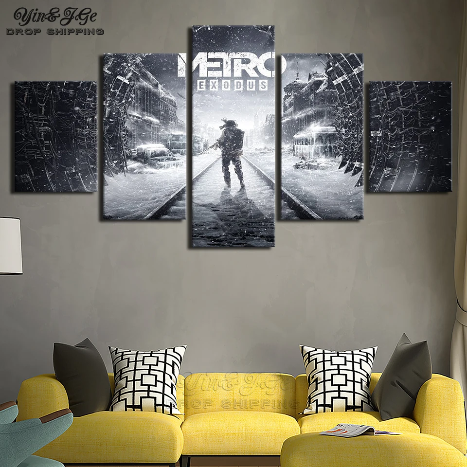 

Modular Metro 2033 Game Landscape Canvas Painting Printed 5 Pieces Poster Living Room Decor Abstract Pictures Wall Art Framework