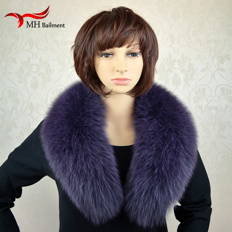 

Natural Real Fox Fur Collar Squar Men Women's Genuine Leather Fashion Fur Scarves Clothing accessory for Winter Coats