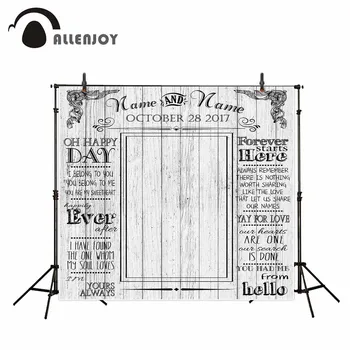 

Allenjoy photography backdrops Light gray wooden wedding background custom name date photo background background vinyl