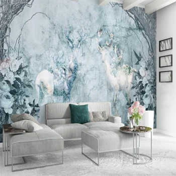 

beibehang Wallpaper custom living room bedroom children's room Nordic retro elk mural TV background wall home decoration