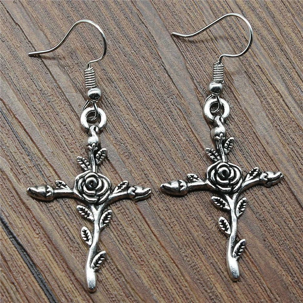 1 Pair Women Fashion Earrings Dangle 35x23mm Flower Cross Drop For Jewelry | Украшения и аксессуары