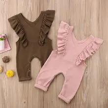 Детские комбинезоны для девочек, комбинезон без рукавов с оборками, длинные штаны, летний костюм для подвижных игр