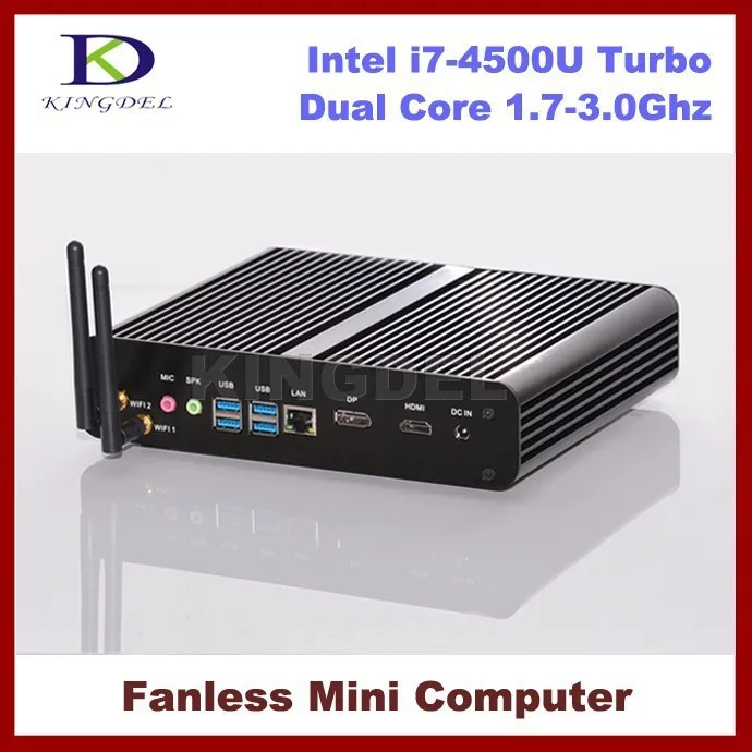 Бесплатная доставка безвентиляторный Intel i7-4500U Mini PC HTPC, Barebone, 4096*2160, 4 * USB 3.0, wi-Fi, HDMI, 4 К, blue-ray, DirectX 11 поддерживается