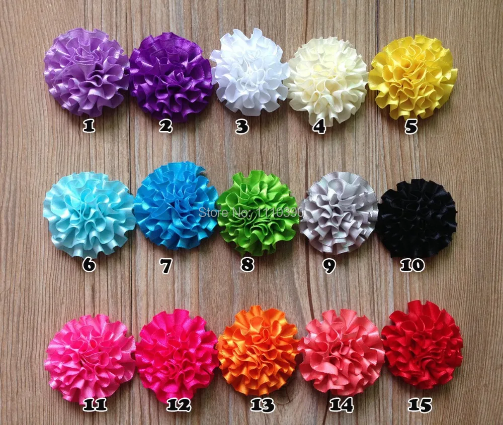 Buy 24pcs 5CM Pure Satin Ribbons rose Roll Flower headband Handmade flowers
