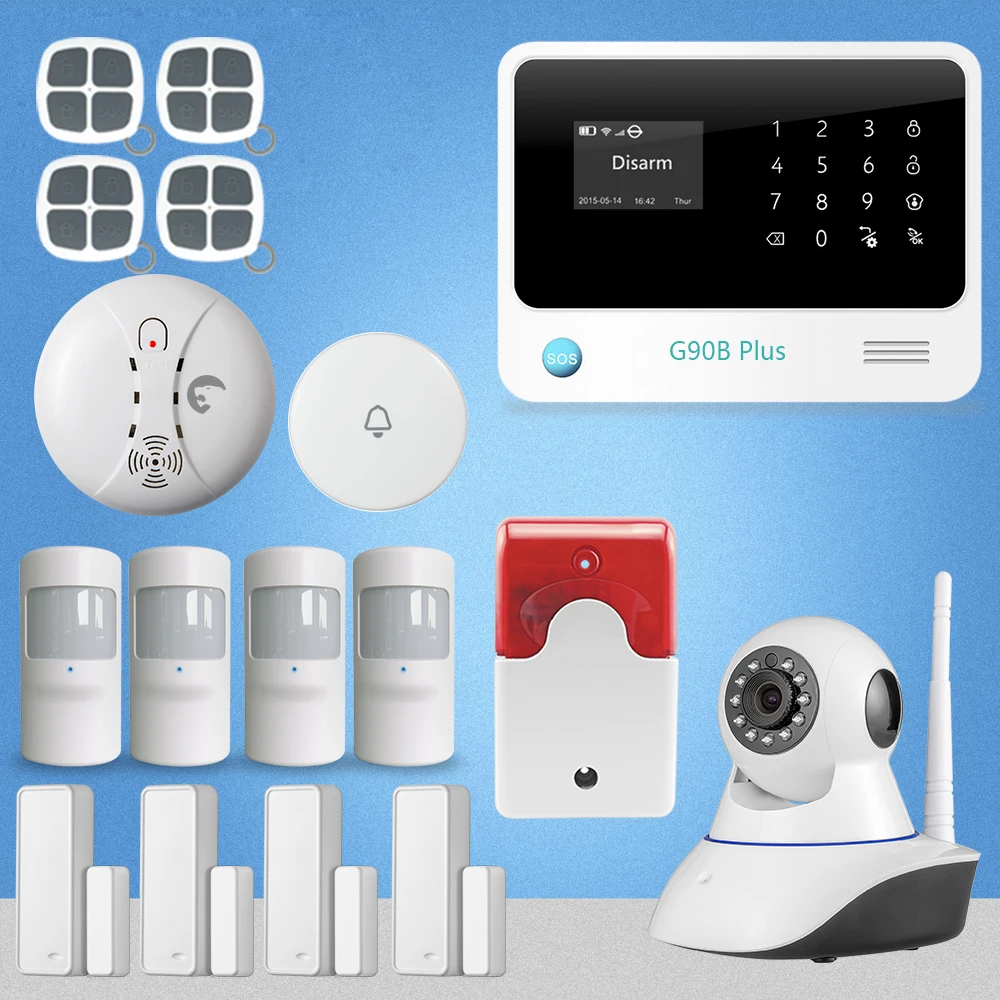 Chuangkesafe G90B Plus WiFi GSM SMS GPRS Autodi Alarm System Intruder Burglar+ smoke detector