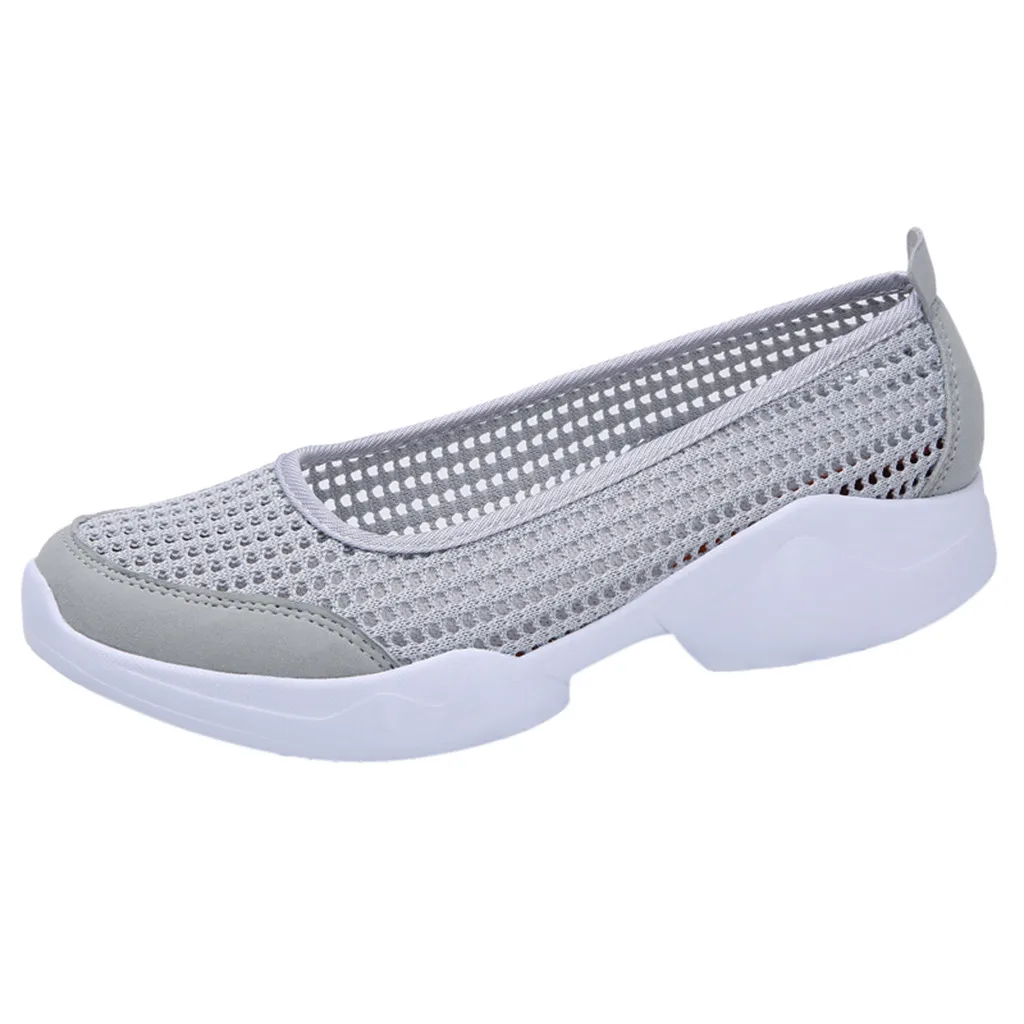 ISHOWTIENDA/нескользящая спортивная обувь для фитнеса с круглым носком; женская повседневная спортивная обувь из сетчатого материала; дышащие Туфли-кроссовки# g4 - Цвет: Серый