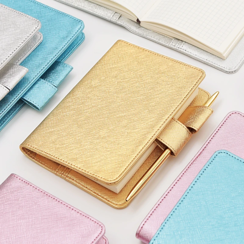 

A5 A6 Pearl PU Diary Notebook Agenda With Faux Leather Cover Note Book For School Korean Stationery or Traveler