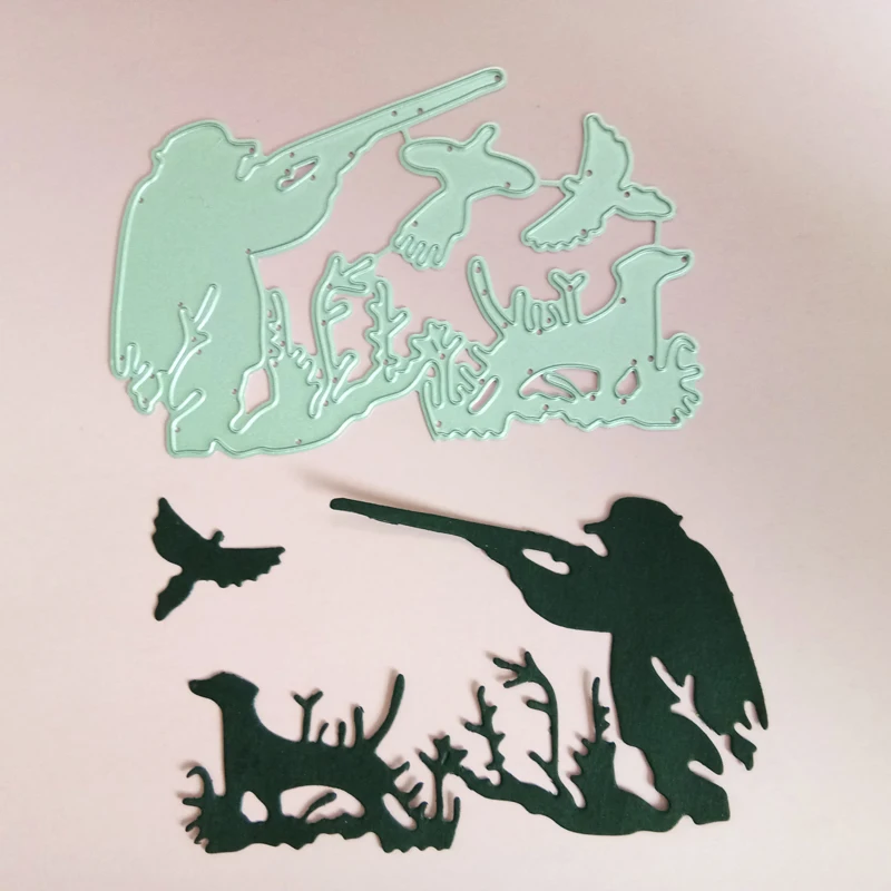

Hunter Dog Birds Frame Metal Cutting Dies Stencils For DIY Scrapbooking Paper Card Decorative Craft dies Embossing Die Cuts 2019