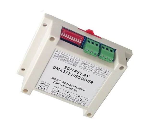 New best price1 pcs input AC110-220V DMX-RELAY-3 channel dmx512 relays use for led lamp led strip lights