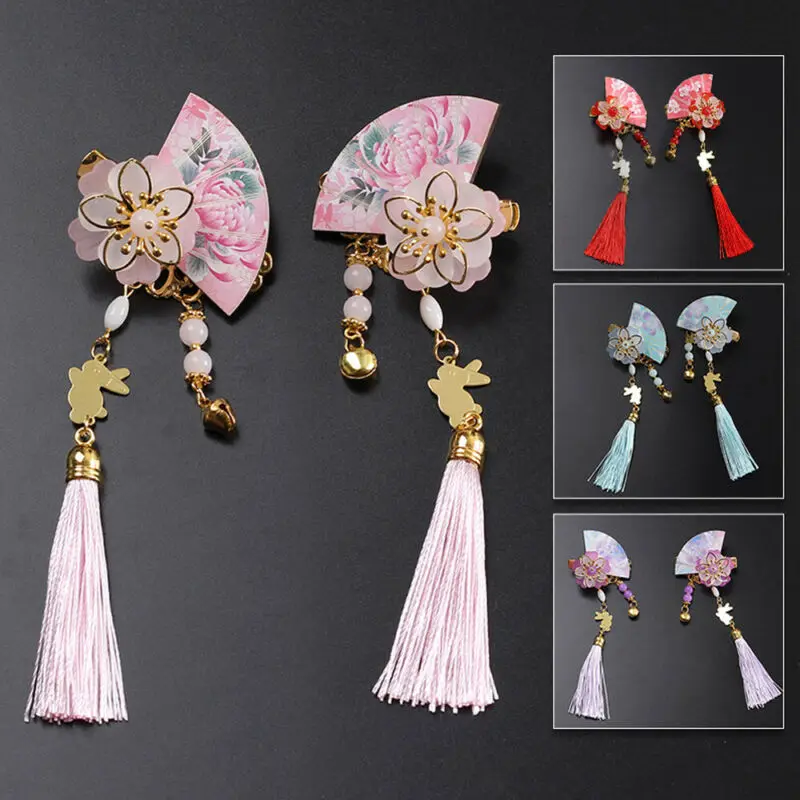 Китайский стиль волос кимоно подарок кисточкой клип веер Декор форма шпилька Kanzashi дети