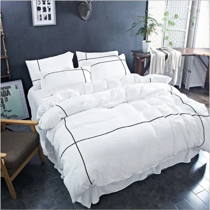 Fashion Brief Washed Cotton Duvet Cover Pillowcase Princess Girl
