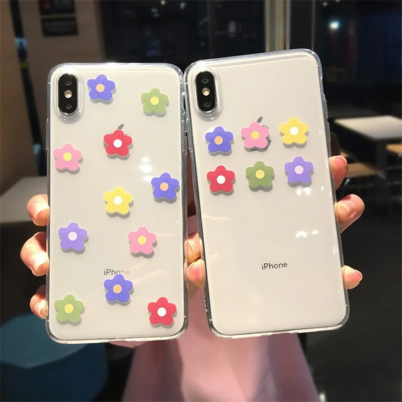 Мягкий прозрачный чехол для телефона Lovebay s для iphone 11 Pro X XS Max XR 6 6S 7 8 Plus, Прозрачный Простой чехол с цветочным принтом и сердечком