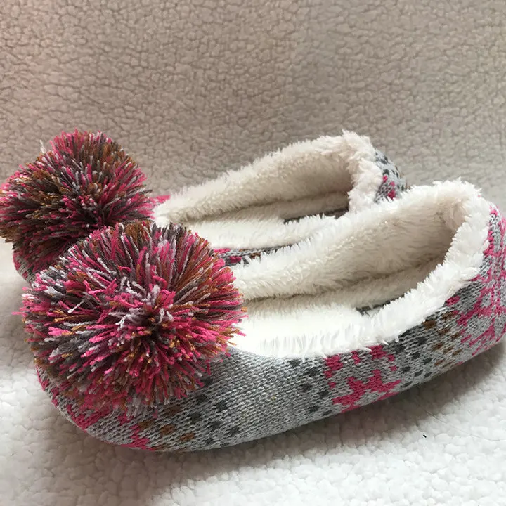 Women's Comfort House Indoor Slippers Home Winter Warm Cotton Texitle knit home adult plush slippers ladies Shoes Sandals (6)